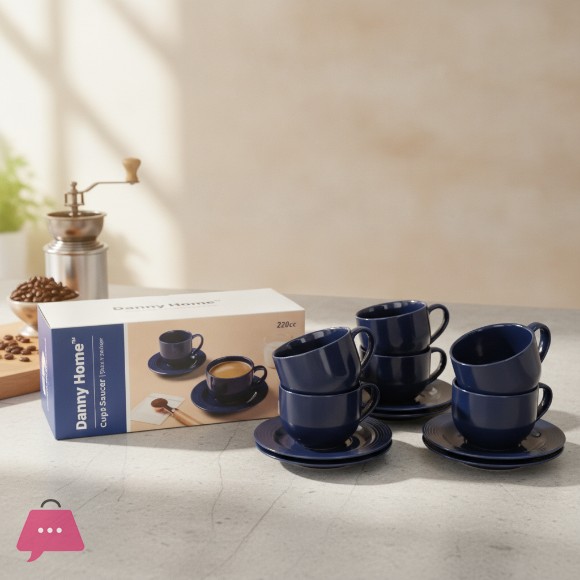 Danny Home Navy Cup and Saucer 220ml Set of 12pcs