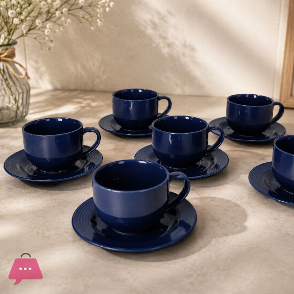 Danny Home Navy Cup and Saucer 220ml Set of 12pcs
