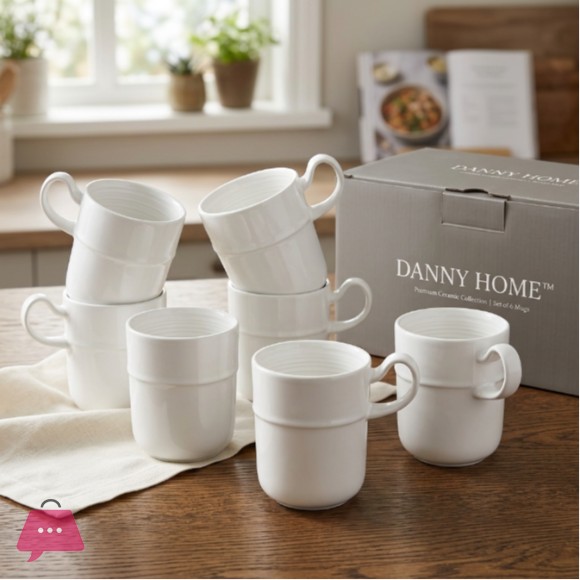 Danny Home Porcelain Classic Mug 350ml - 6-Piece