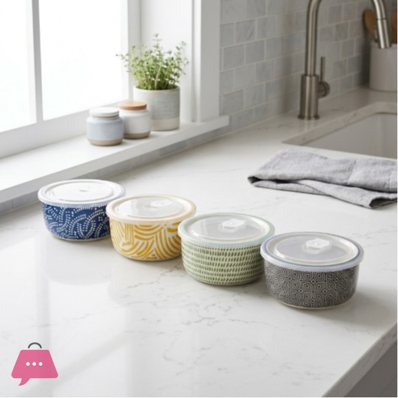 Danny Home Porcelain Food Container 14cm 600ml 1Pcs