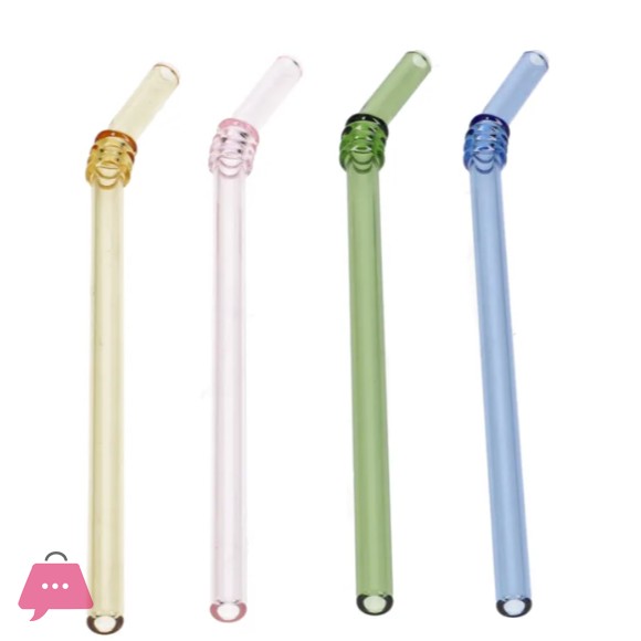 Danny Home Reusable Glass Straws & Cleaning Brush 5pcs
