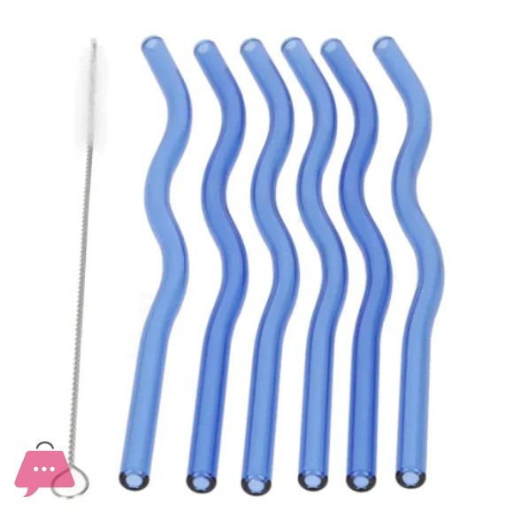 Danny Home Reusable Glass Straws & Cleaning Brush 7pcs