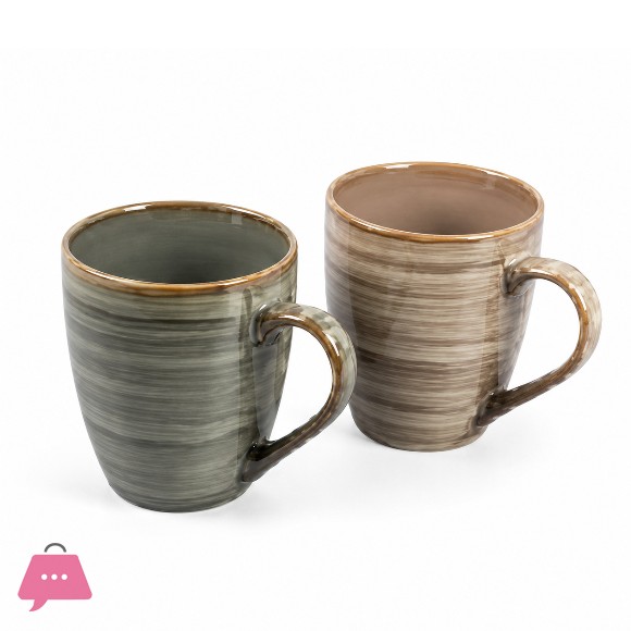 Danny Home Rustic Stripe Ceramic Coffee Mug 320ml - 1Pcs