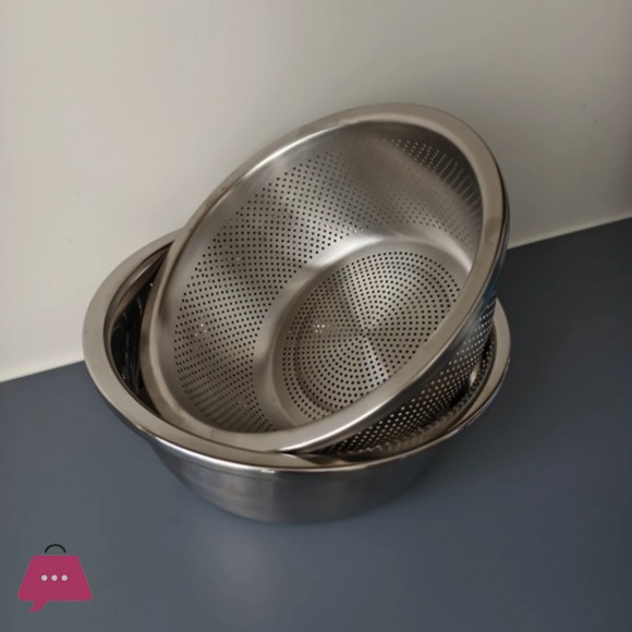 Danny Home Stainless Steel Drain Colander & Basin Set 2pcs