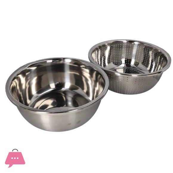 Danny Home Stainless Steel Drain Colander & Basin Set 2pcs