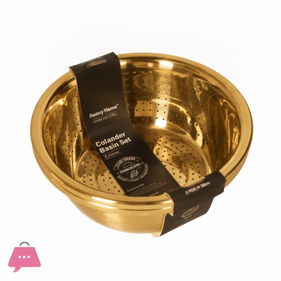 Danny Home Stainless Steel Drain Colander & Basin Set 2pcs