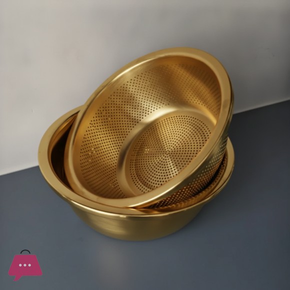 Danny Home Stainless Steel Drain Colander & Basin Set 2pcs