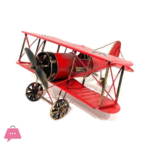 Decorative Vintage Metal Art Air Plane Red