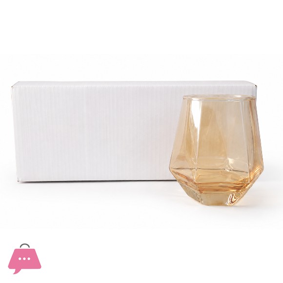 Diamond Cut 6 Pcs Glassware Premium Glass Elegant Gold Colour 250 ml Glass