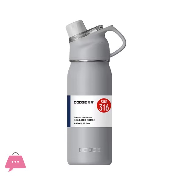 DODGE 316 Stainless Steel Vacuum Anti-Drop Sports Car Suction Tube Water Bottle - 630ml