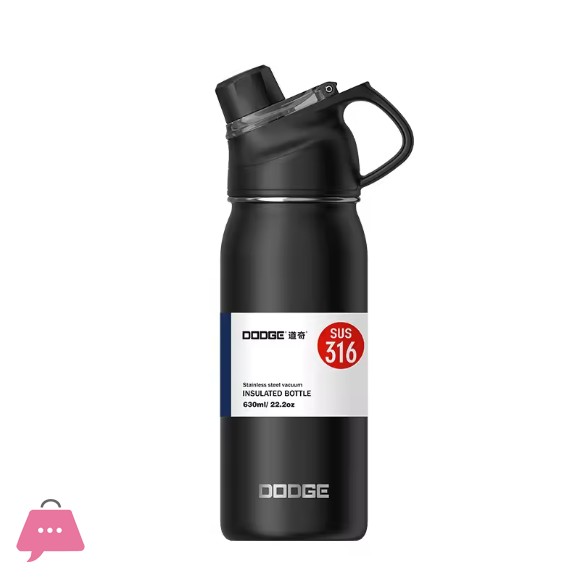 DODGE 316 Stainless Steel Vacuum Anti-Drop Sports Car Suction Tube Water Bottle - 630ml