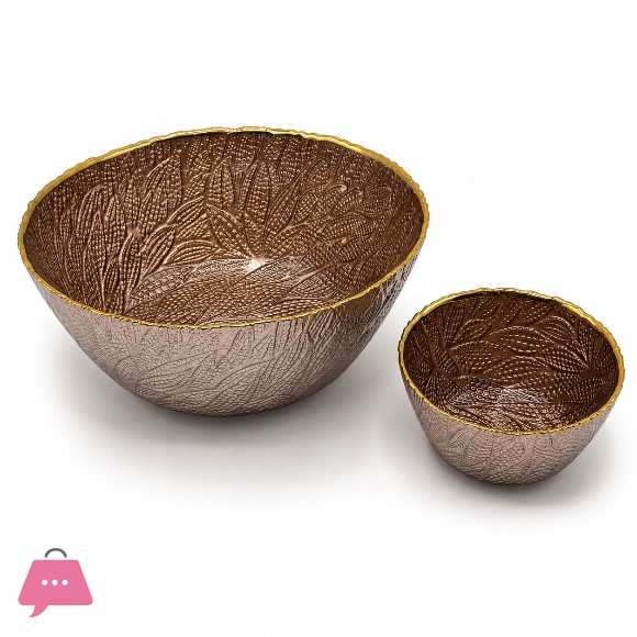 Elegant Leaf Design Glass Serving Bowls Set of 7