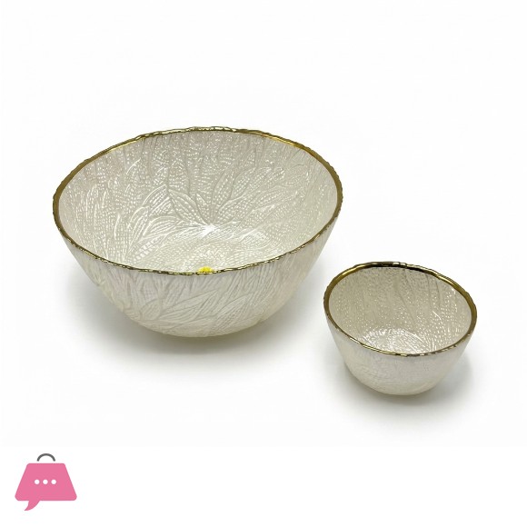 Elegant Leaf Design Glass Serving Bowls Set of 7