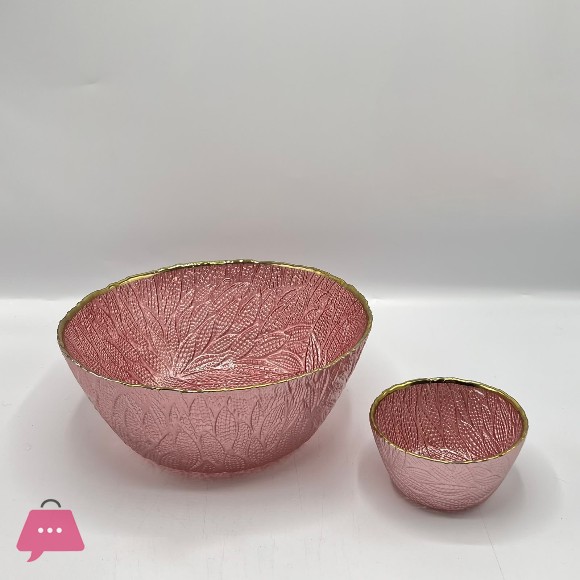 Elegant Leaf Design Glass Serving Bowls Set of 7