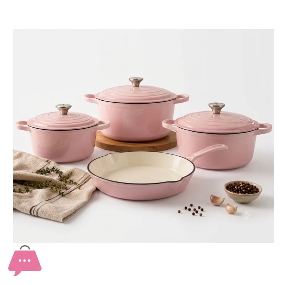Enameled Cast Iron Cookware Set - 7 Piece
