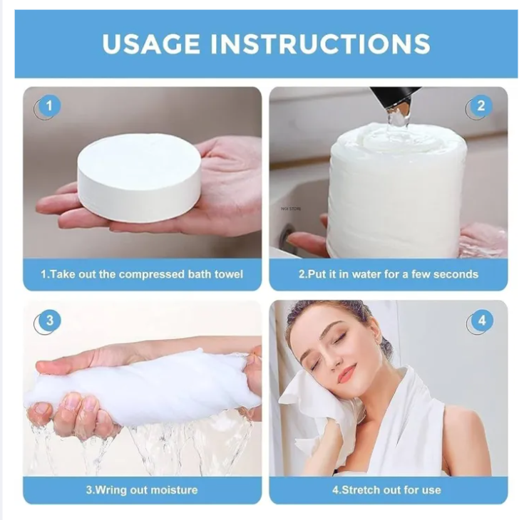 Compressed Cotton Bath Towel Tablet Portable Disposable Towel for Travel – 1pc