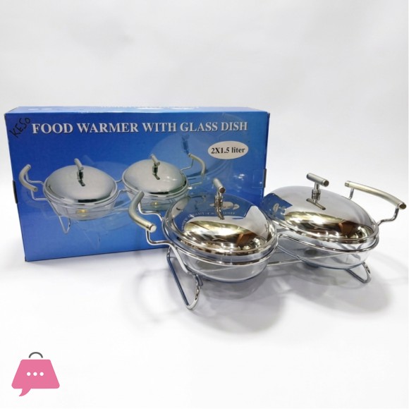 Food Warmer With Glass Dish 2 x 1.5 Liter KE50