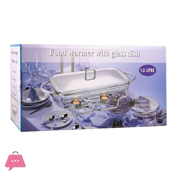 Food Warmer with Glass Dish Rectangular 1.5 Liter K205