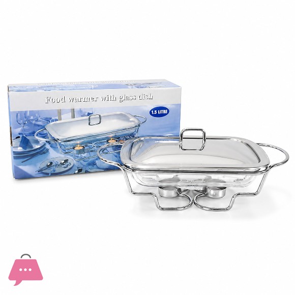 Food Warmer with Glass Dish Rectangular 1.5 Liter K205