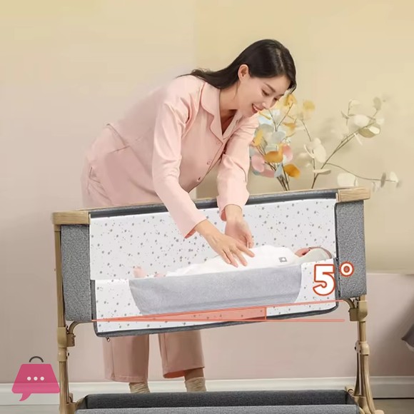 High Quality Baby Bedside Rocking Crib Adjustable Baby Bed Bedside Side Bassinet Cradle - C2