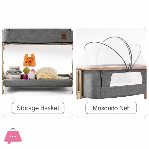 High Quality Baby Bedside Rocking Crib Adjustable Baby Bed Bedside Side Bassinet Cradle - C2