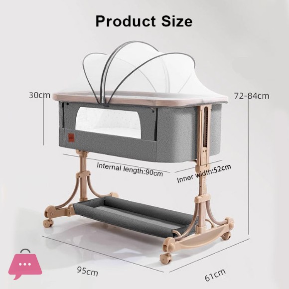 High Quality Baby Bedside Rocking Crib Adjustable Baby Bed Bedside Side Bassinet Cradle - C2