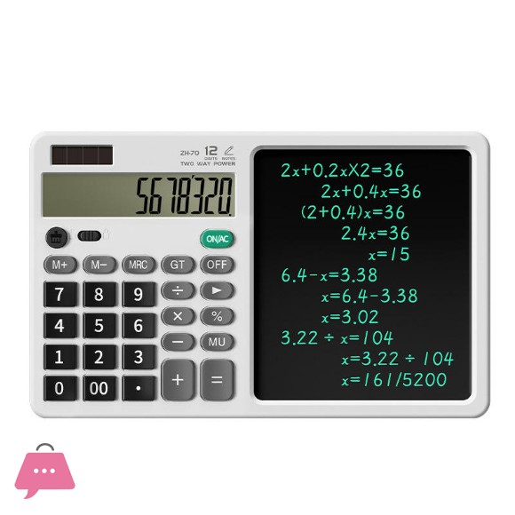 Calculator With Writing Tablet Portable 12Digit LCD Large Display Calculator