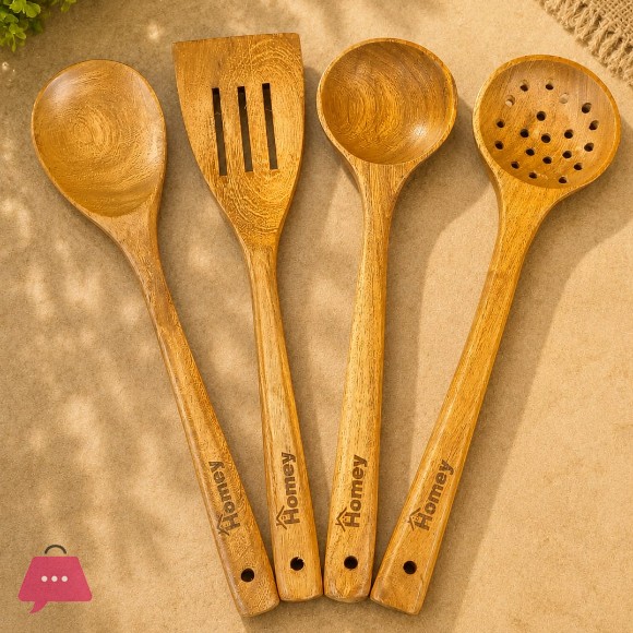 Homey Wooden Cooking Spoon - 4Pcs