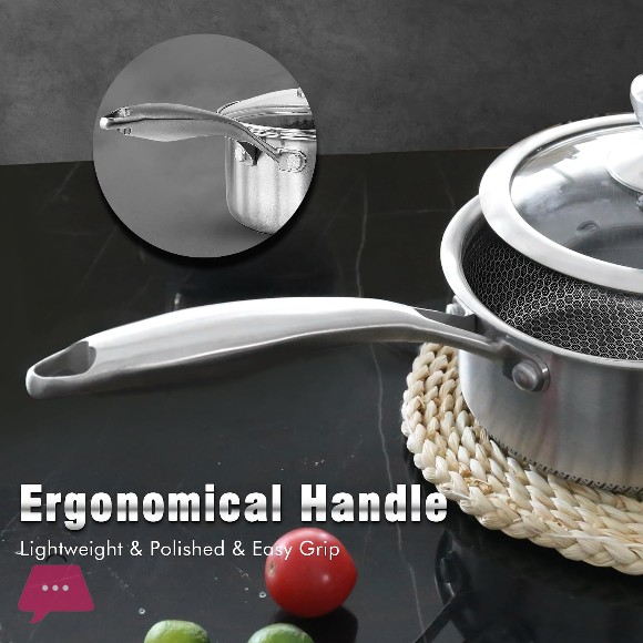 Honeycomb Laser Coated Sauce Pan with Lid
