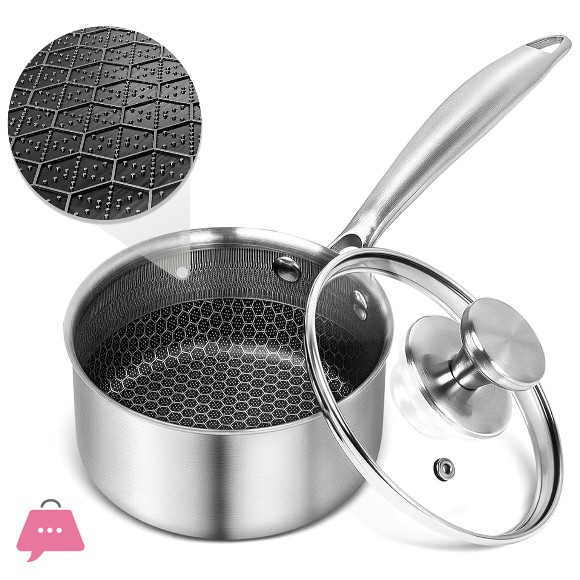 Honeycomb Laser Coated Sauce Pan with Lid