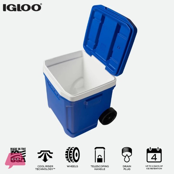 Igloo Profile 2 Rolling Cooler 60qt – Telescoping Handle - USA Made