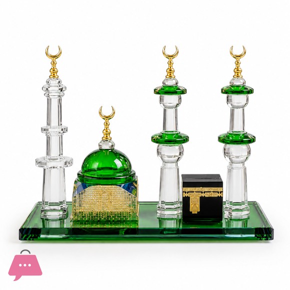 Islamic Decorative Set - Crystal Kaaba- Madina Scale Model