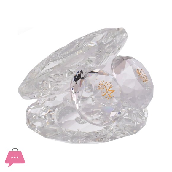 Islamic Muslim Gift Seashell Shaped Crystal Showpiece Collectible with Allah and Mohammed Prints