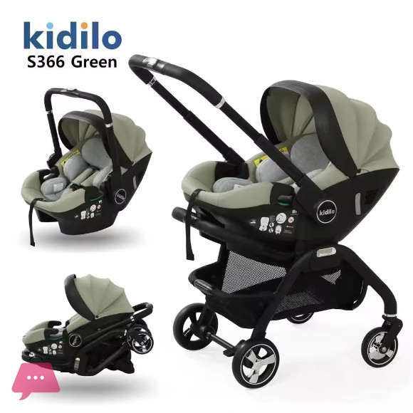 Kidilo 3 in 1 Baby Stroller & Car Seat Travel System – Reversible Luxury Pram for Newborn to Toddler - S366