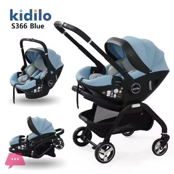 Kidilo 3 in 1 Baby Stroller & Car Seat Travel System – Reversible Luxury Pram for Newborn to Toddler - S366