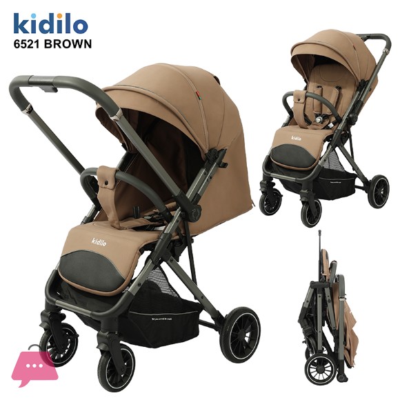 Kidilo Baby Stroller Lightweight Pram 5-Point Harness Foldable Travel Stroller - 6521