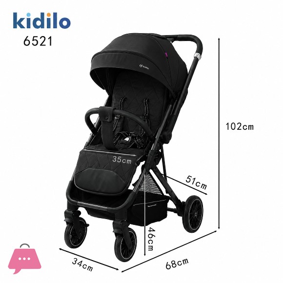 Kidilo Baby Stroller Lightweight Pram 5-Point Harness Foldable Travel Stroller - 6521