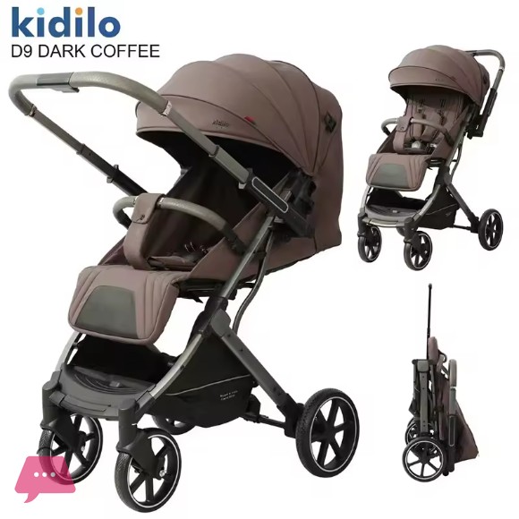 Kidilo Lightweight Baby Stroller Foldable Shock Absorption Travel Stroller with Adjustable Handle - D9