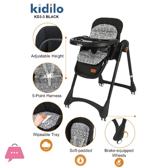 Kidilo Foldable Fantastic High Chair KD3-3