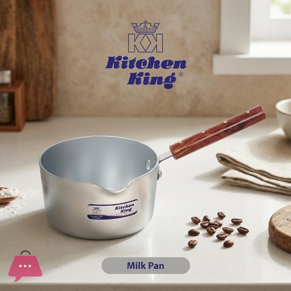 Kitchen King Heavy Gauge Aluminium Milk Pan Wood Handle