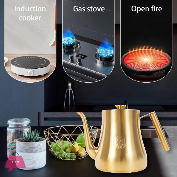 Luxury Gold Finish Stainless Steel Tea Pot - 2L