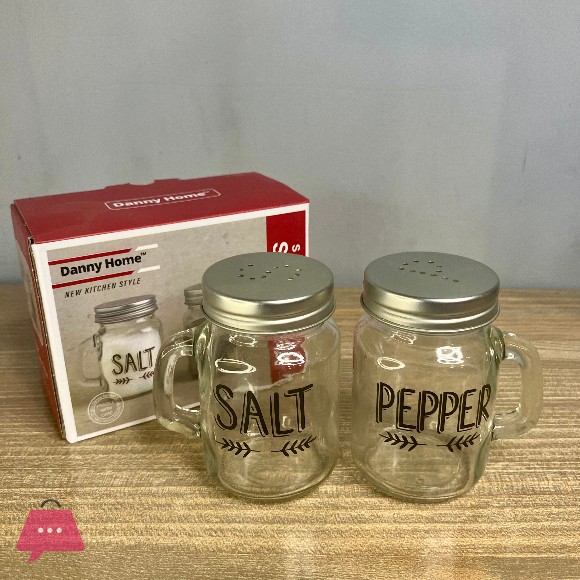 Mason Jars Salt and Pepper Shaker Set Handle Lid