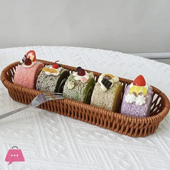 Multipurposed Oval Basket Imitation Rattan Multipurpose Tray Kitchen Organizer for Home Restaurant