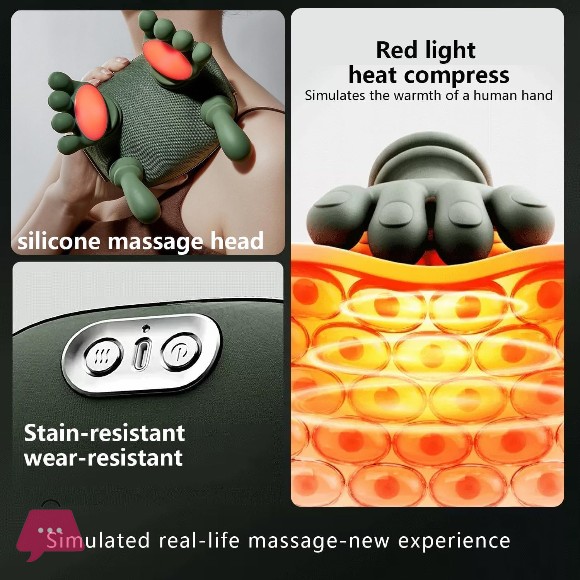 Neck Massager, Electric Neck and Back Massager with Heat, Simulated Human Hand Design
