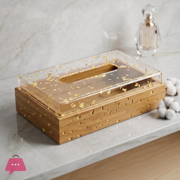 New Tissue Box Wood Foil Acrylic