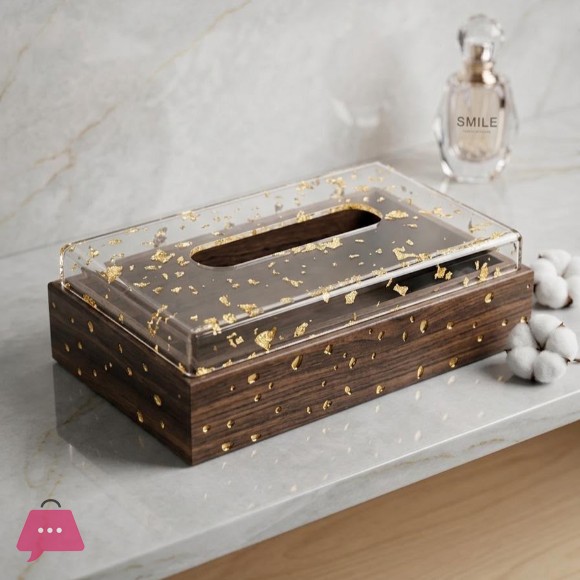 New Tissue Box Wood Foil Acrylic