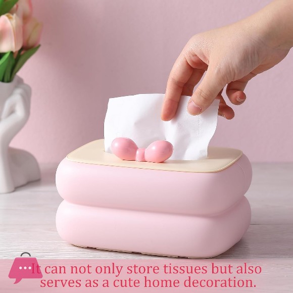 Pink Bow Cute Tissue Box Cover Rectangle Box Covers