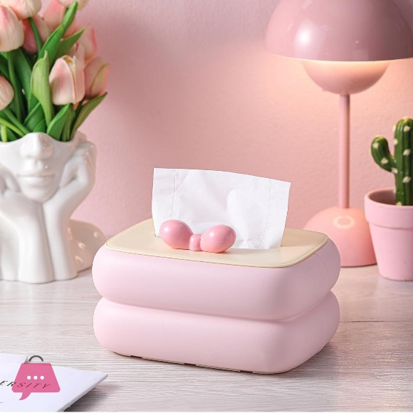 Pink Bow Cute Tissue Box Cover Rectangle Box Covers