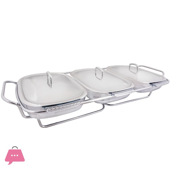 Pyrex Glass Dish Food Warmer With Candles 1.5 x 3 Liter K570