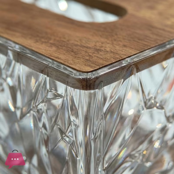 1 Crystal Texture Acrylic Tissue Box with Wooden Lid